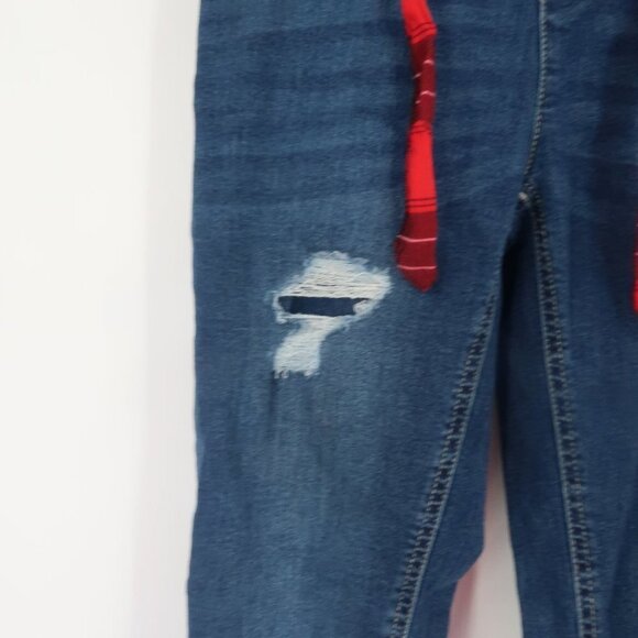 Justice Girls Distressed Skinny Jeans with Plaid Belt Size 14 - Picture 6 of 12